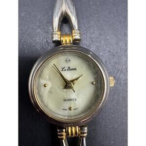 Vintage Le Baron Ladies Diamond Quartz Watch MOP Dial Silver & Gold Tone 20.9mm